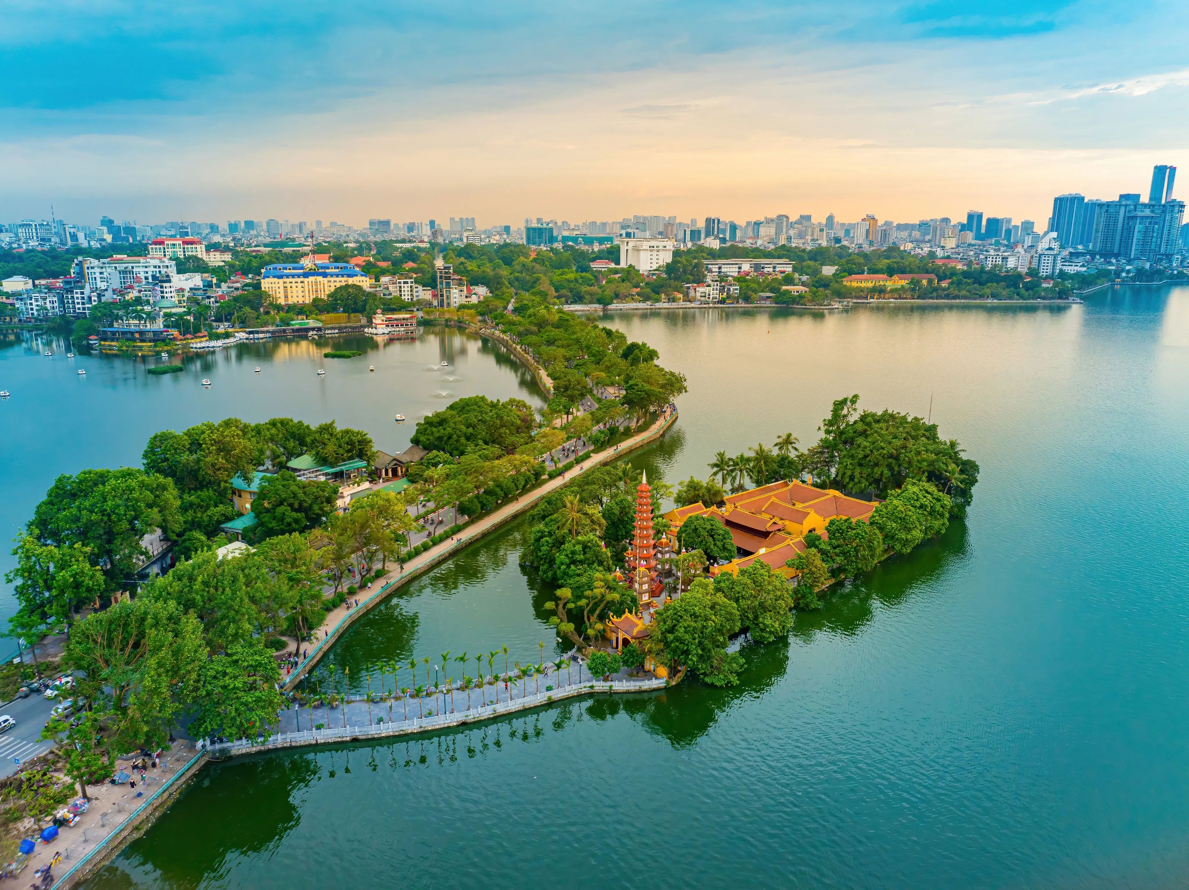Panorama of West Lake and Tran Quoc Pagoda